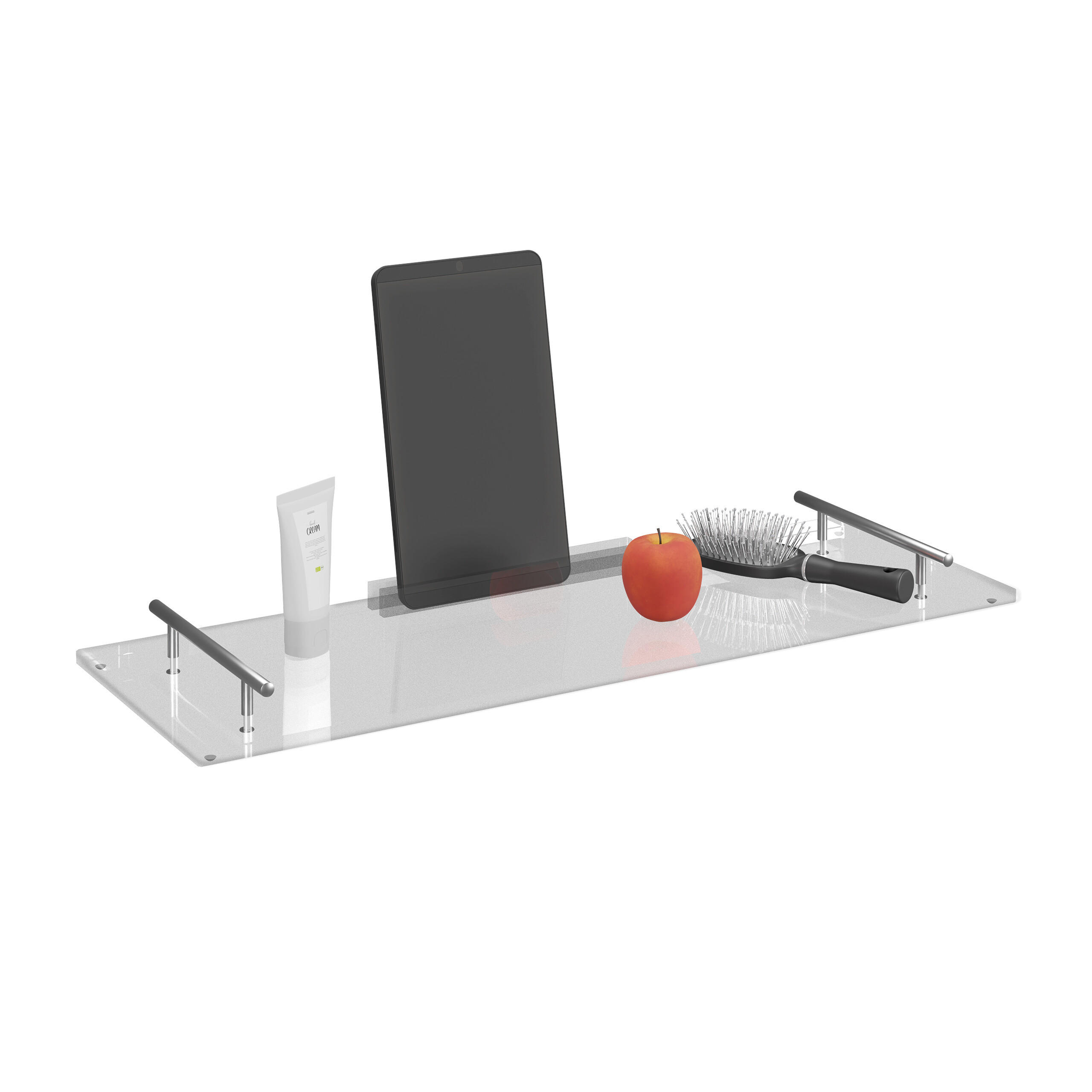 BADEWANNENABLAGE - Transparent, Kunststoff/Metall (68/4/23cm) - Relaxdays