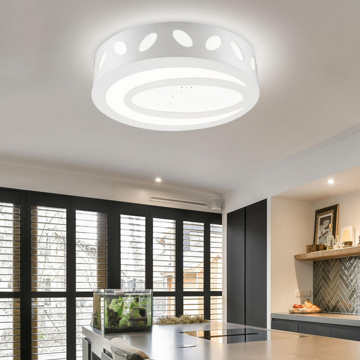 LED DECKENLEUCHTE Kristalloptik Weiß - Weiß, Metall (40/40/11cm) - Globo Lighting