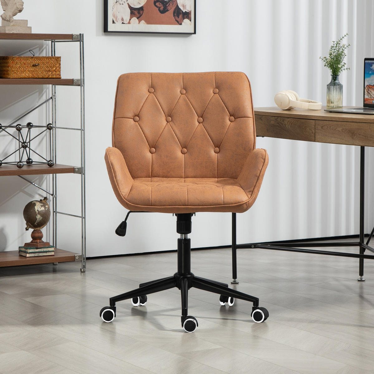 BÜROSTUHL GABRIEL Cognac - Cognac/Schwarz, Textil/Metall (57/93/62cm) - SVITA