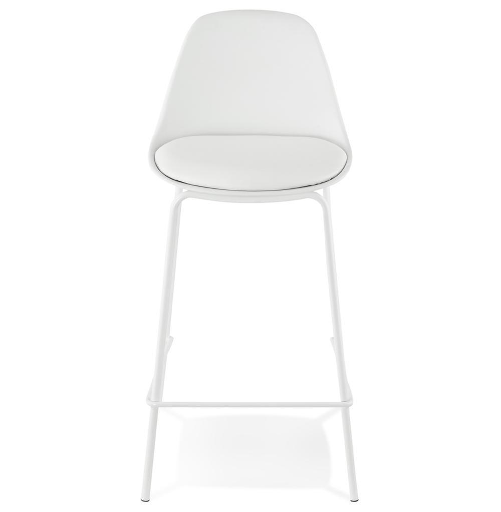 BARHOCKER Kunstleder Metallgestell Sitzhöhe 65cm Rückenlehne RENIXA MINI, Weiß 42x41,5x86,5 cm - Weiß, Kunststoff/Textil (42/87/42cm) - KADIMA DESIGN