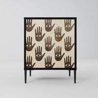 SIDEBOARD SEE MORE, Schwarz, 57,5x42x72,5 cm, Schwarze Metallfüße - Multicolor/Schwarz, Holzwerkstoff/Metall (57.5/72.5/42cm) - SpaceRebels