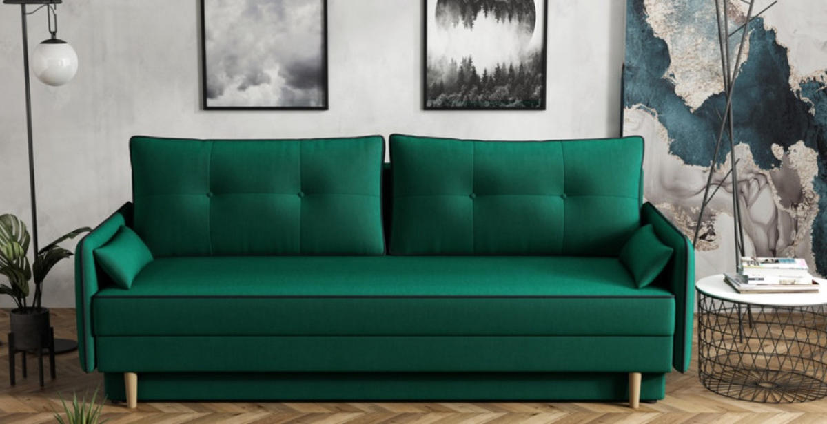 SOFA Flaschengrün ANKA Mit Dünnen Armlehnen - Grün, Textil (211/86/94cm) - Sepro Meble