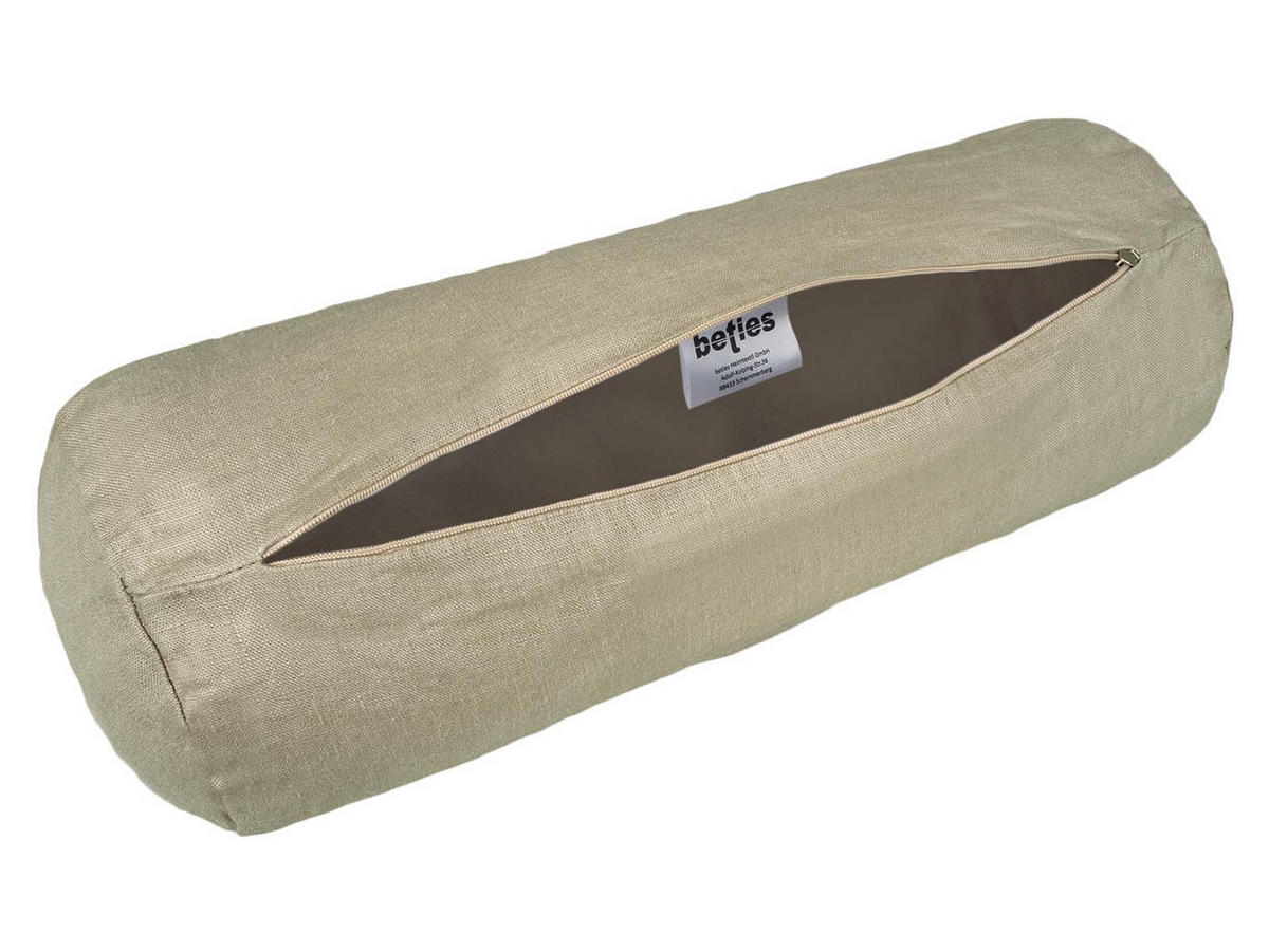 NACKENROLLENBEZUG reines Leinen leinen-taupe 40/15 cm - Taupe, Naturmaterialien (15/40cm) - beties Heimtextil