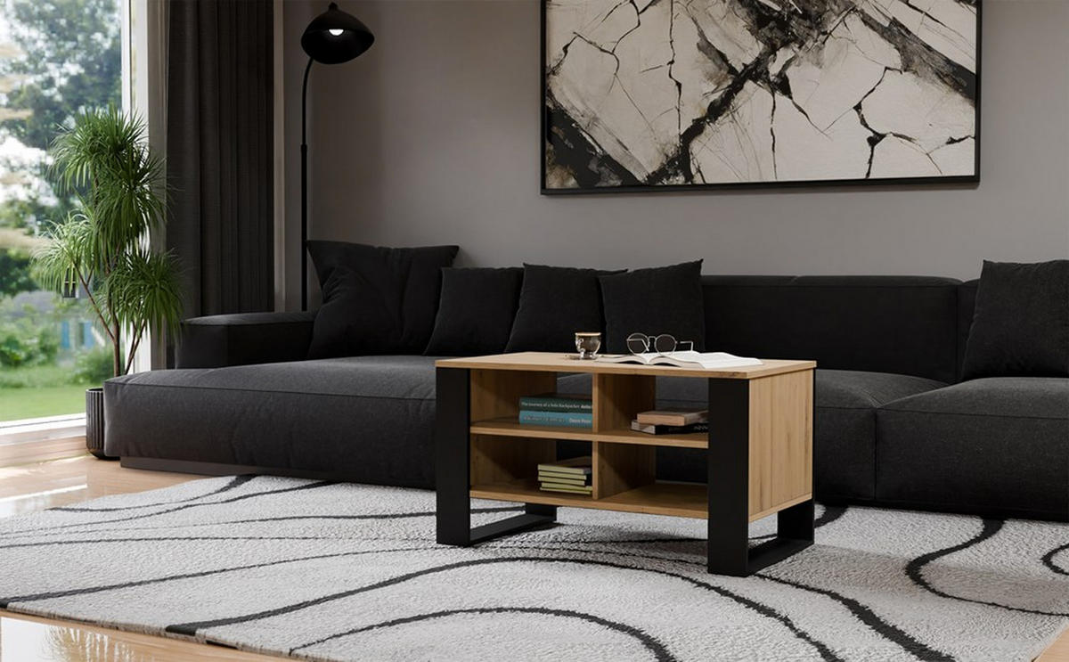 COUCHTISCH Artisan, Schwarz 90/50/58 - Schwarz, Holzwerkstoff (58/90/50cm) - RAUMHIRSCH FURNITURE
