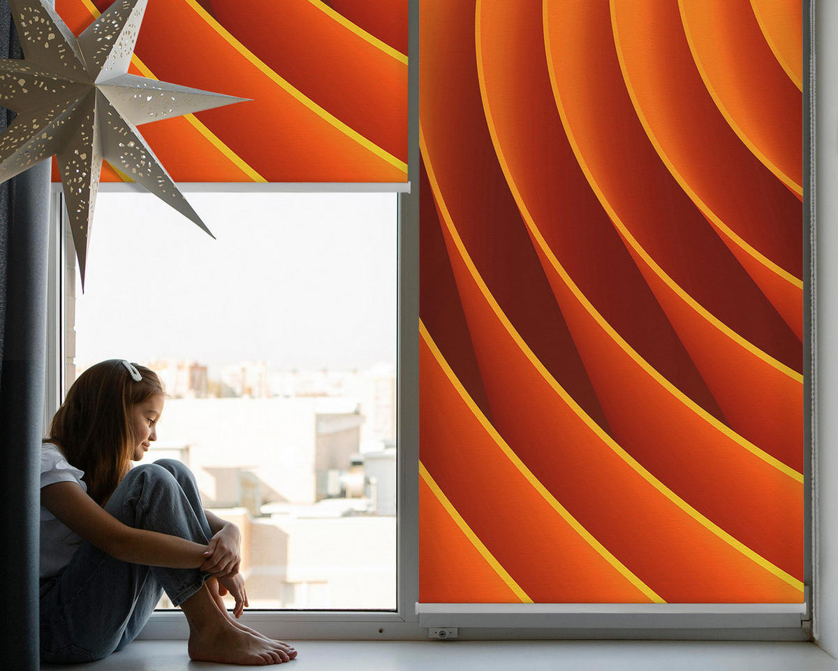 VNÚTORNÁ roleta - okenná roleta - roleta - 130x140 cm - Oranžová abstrakcia - oranžová, plast (130/140/0.5cm) - TULUP