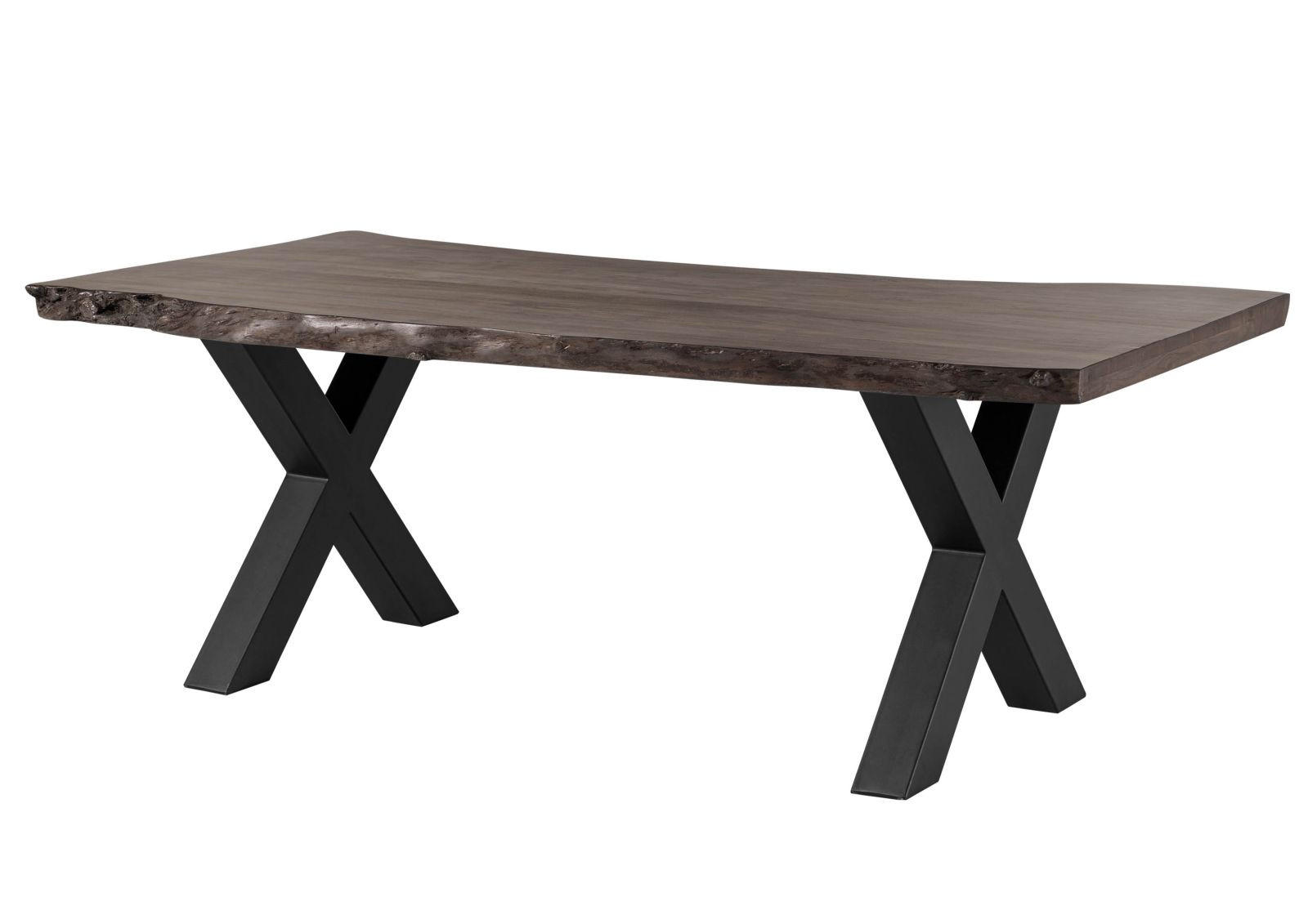 BAUMTISCH Akazie 200x100x77 grau lackiert / X-Beine anthrazit matt FREEFORM 5 - Anthrazit/Grau, Holz (200/100/77cm) - Massivmoebel24