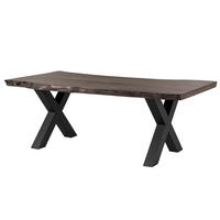 BAUMTISCH Akazie 200x100x77 grau lackiert / X-Beine anthrazit matt FREEFORM 5 - Anthrazit/Grau, Holz (200/100/77cm) - Massivmoebel24