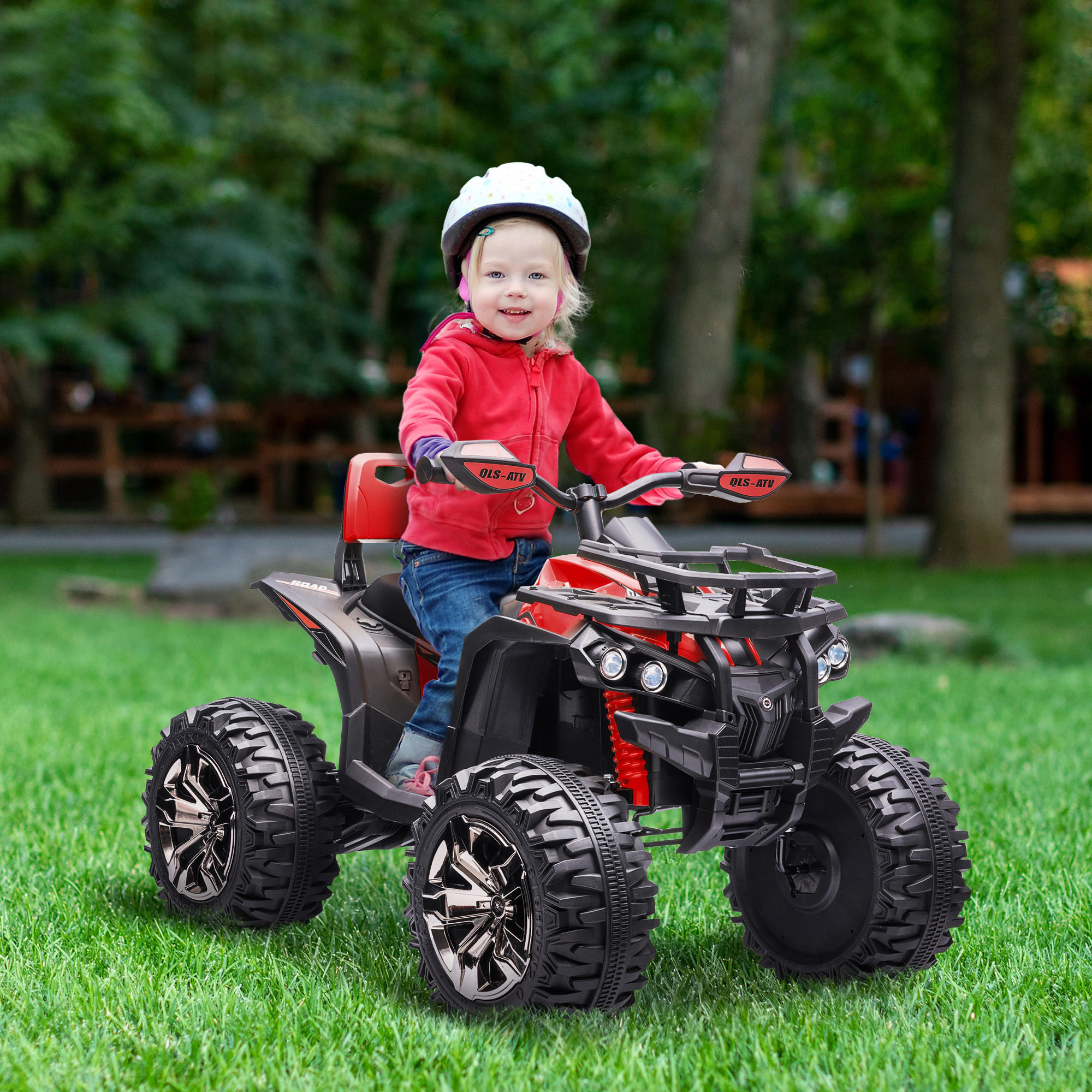 ELEKTRO-QUAD Kinderquad mit Scheinwerfer, Kindermotorrad mit USB-Anschluss, Rot - Rot, Metall (100/65/73cm) - HOMCOM