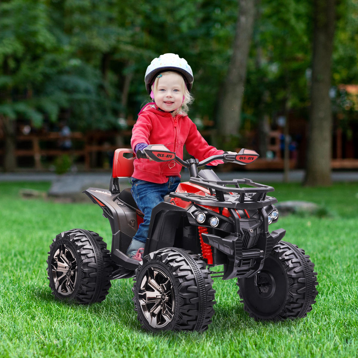 ELEKTRO-QUAD Kinderquad mit Scheinwerfer, Kindermotorrad mit USB-Anschluss, Rot - Rot, Metall (100/65/73cm) - HOMCOM