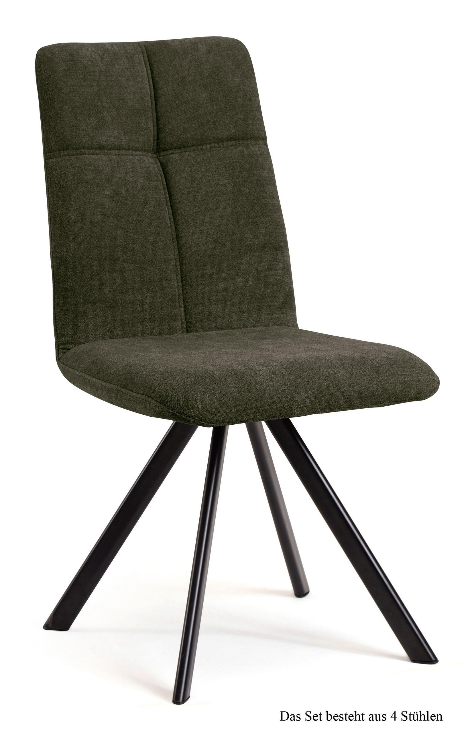 ESSZIMMERSTUHL (4er-Set) Davyd 47x92x60 Schwarz/Khaki - Dunkelgrün/Schwarz, Kunststoff (60/92/47cm) - 58aufmkessel