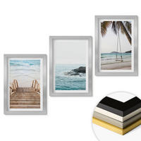 WANDBILDER 3er Set - 20x30 cm Silberner Rahmen - Treppe Strand Meer Schaukel - Silberfarben, Kunststoff (20/30cm) - ArtPrintCave