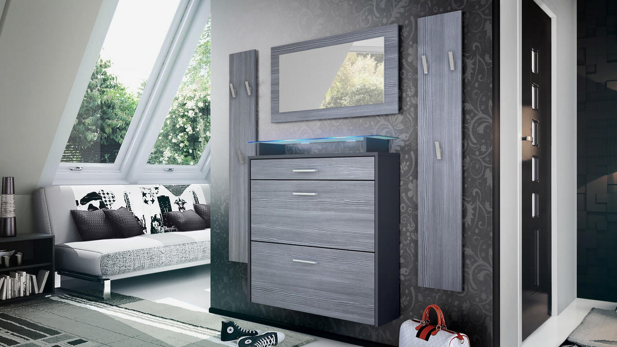 GARDEROBE Malea Fronten in Avola-Anthrazit - Anthrazit, Holzwerkstoff (180/180/23cm) - Vladon