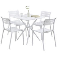 GARTENMÖBEL-SET Klara 4 Stühle 190x190x82cm Kunststoff Weiß Balkonset - Weiß, Kunststoff - DELUKE