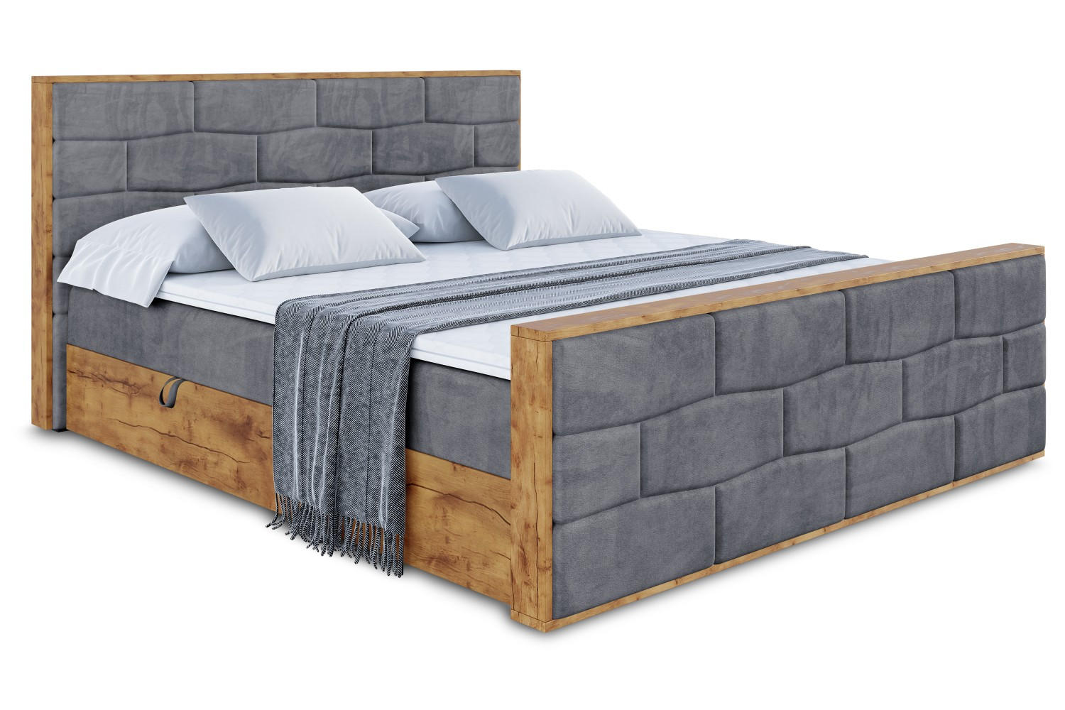 BOXBETT mit Matratze H4 und Lattenrost - LOLLI8-Z - 140x200 - Dunkelgrau Casablanca - Dunkelgrau, Holzwerkstoff (140/200cm) - ALTDECOR