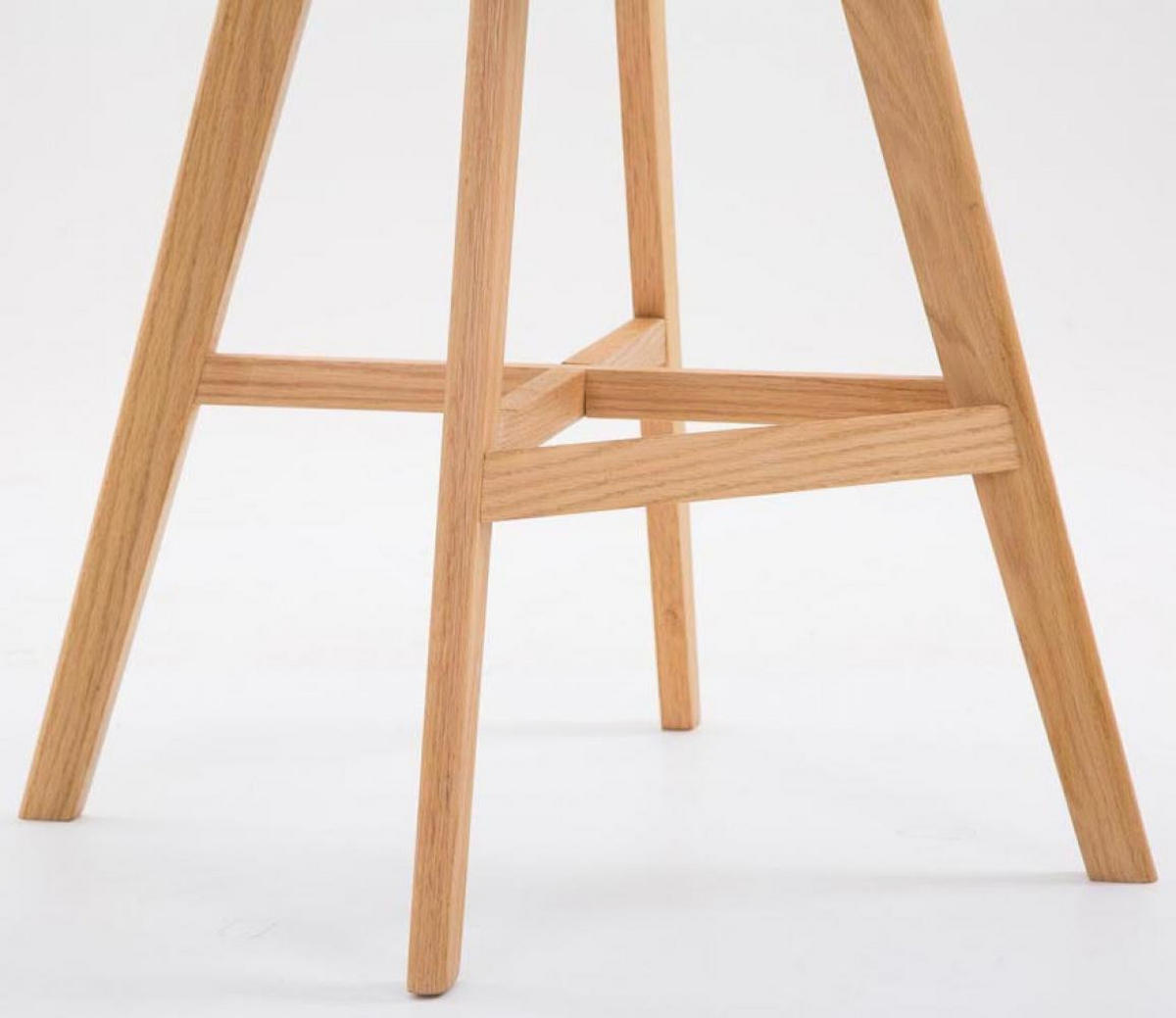 BARHOCKER 2er Set Lederlook creme - Eukalyptusholzfarben/Creme, Holz/Textil (48/112/56cm) - CLP