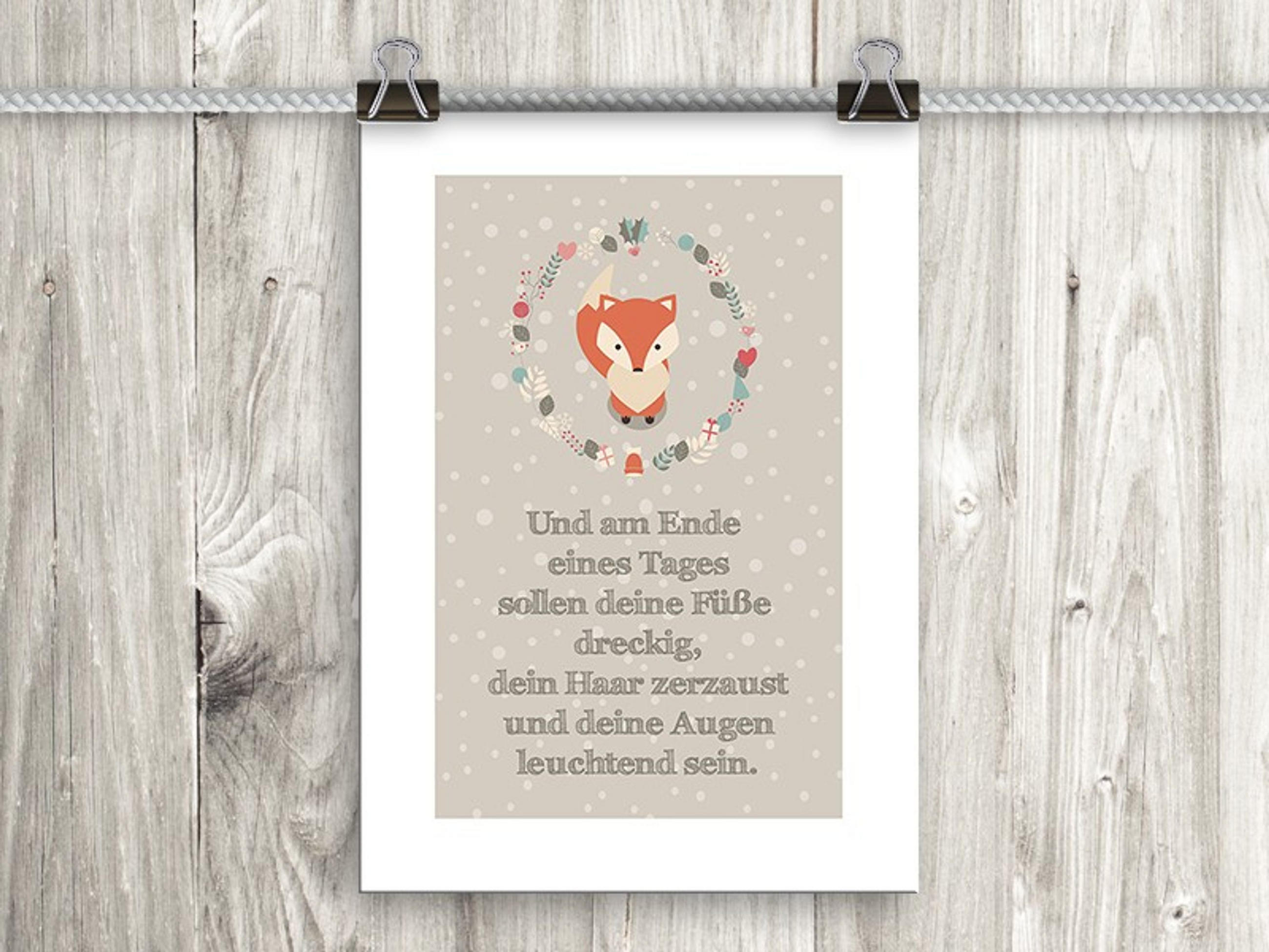 POSTER DIN A4 21x29,7 cm Fuchs Kinderzimmer Spruch - Beige, Papier (21/29.7/2cm) - artissimo