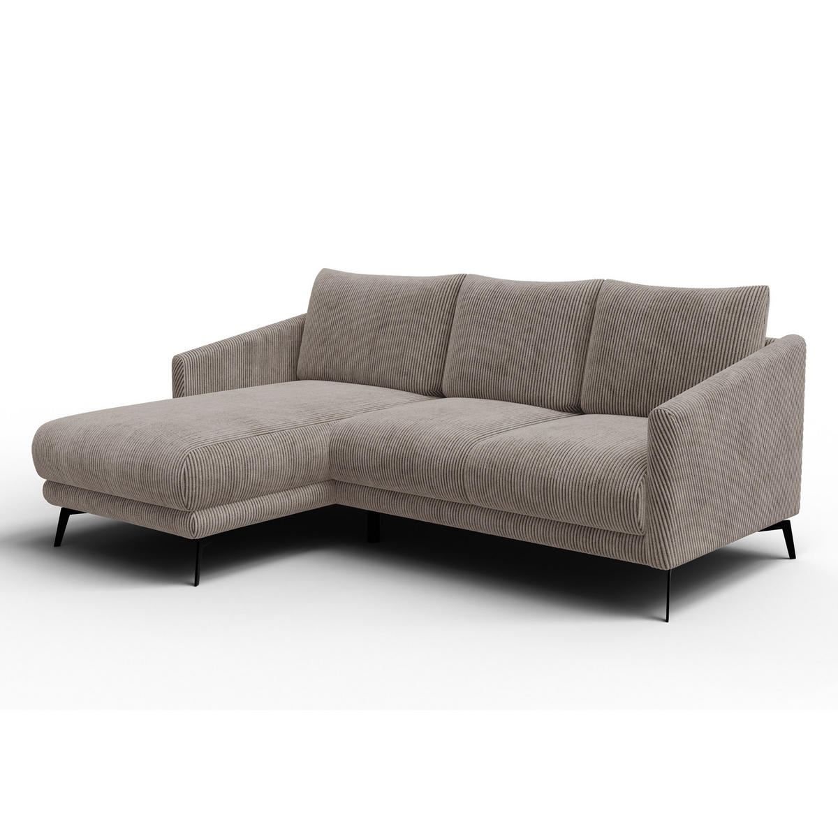 ECKSOFA VILT 3-Sitzer, taupe - Taupe/Schwarz, Holzwerkstoff/Textil (221/156cm) - Courtois Laville