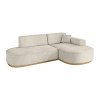 ECKSOFA Ottomane Rechts MARI-L1-v2 - 243x171x83 cm Ecru Velours - Ecru, Holzwerkstoff/Textil (171/243cm) - ALTDECOR