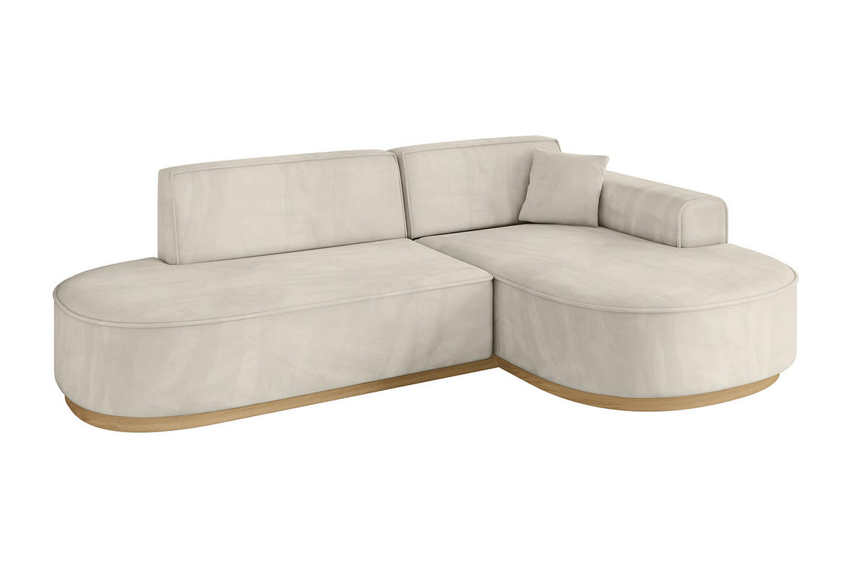 ECKSOFA Ottomane Rechts MARI-L1-v2 - 243x171x83 cm Ecru Velours - Ecru, Holzwerkstoff/Textil (171/243cm) - ALTDECOR