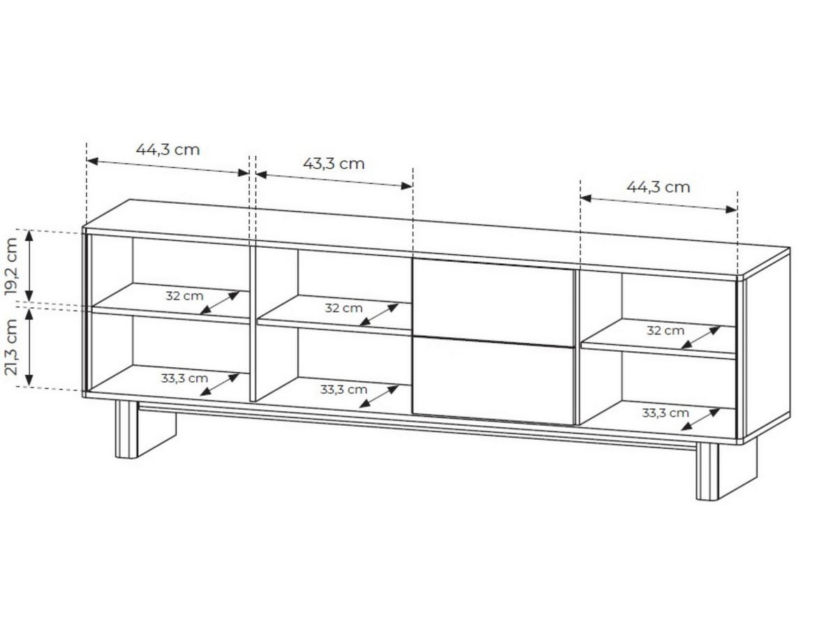 RTV-SCHRANK Buna Eiche, TV-Tisch - Eichefarben, Holzwerkstoff (183/62/38cm) - Bettso