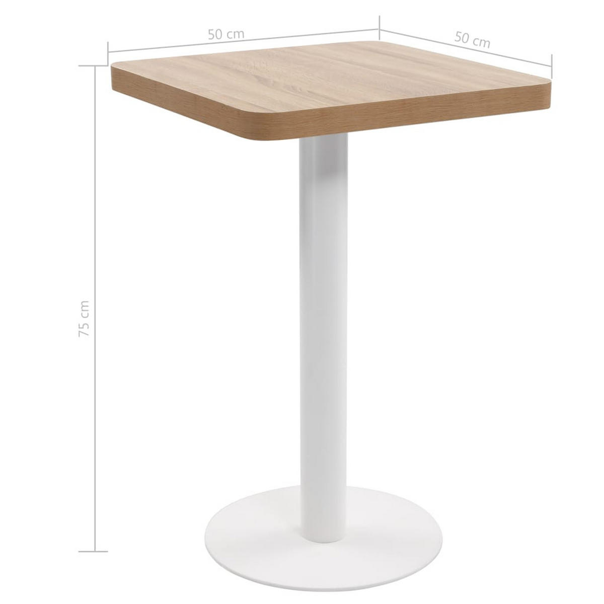 BISTROTISCH Hellbraun 50/50 Cm Mdf - Braun, Holzwerkstoff (50/50/75cm) - vidaXL