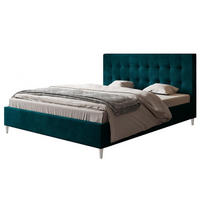 POLSTERBETT LUX Rio mit Kopfteil, 140 x 200 cm, Doppelbett mit Lattenrost aus Holz, Velourstoff Dunkelgrün, Füße in Farbe: Weiß - Dunkelgrün, Holz/Textil (140/200cm) - Alpi-Möbel