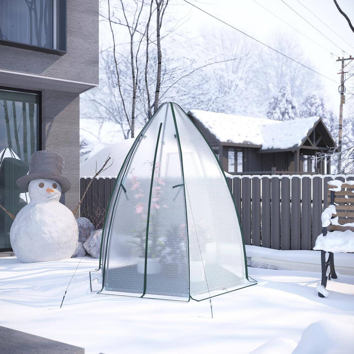 FOLIENGEWÄCHSHAUS,PE transluzenter Kälteschutz,160x180 cm - Weiß, Textil/Metall (160/180/160cm) - Woltu