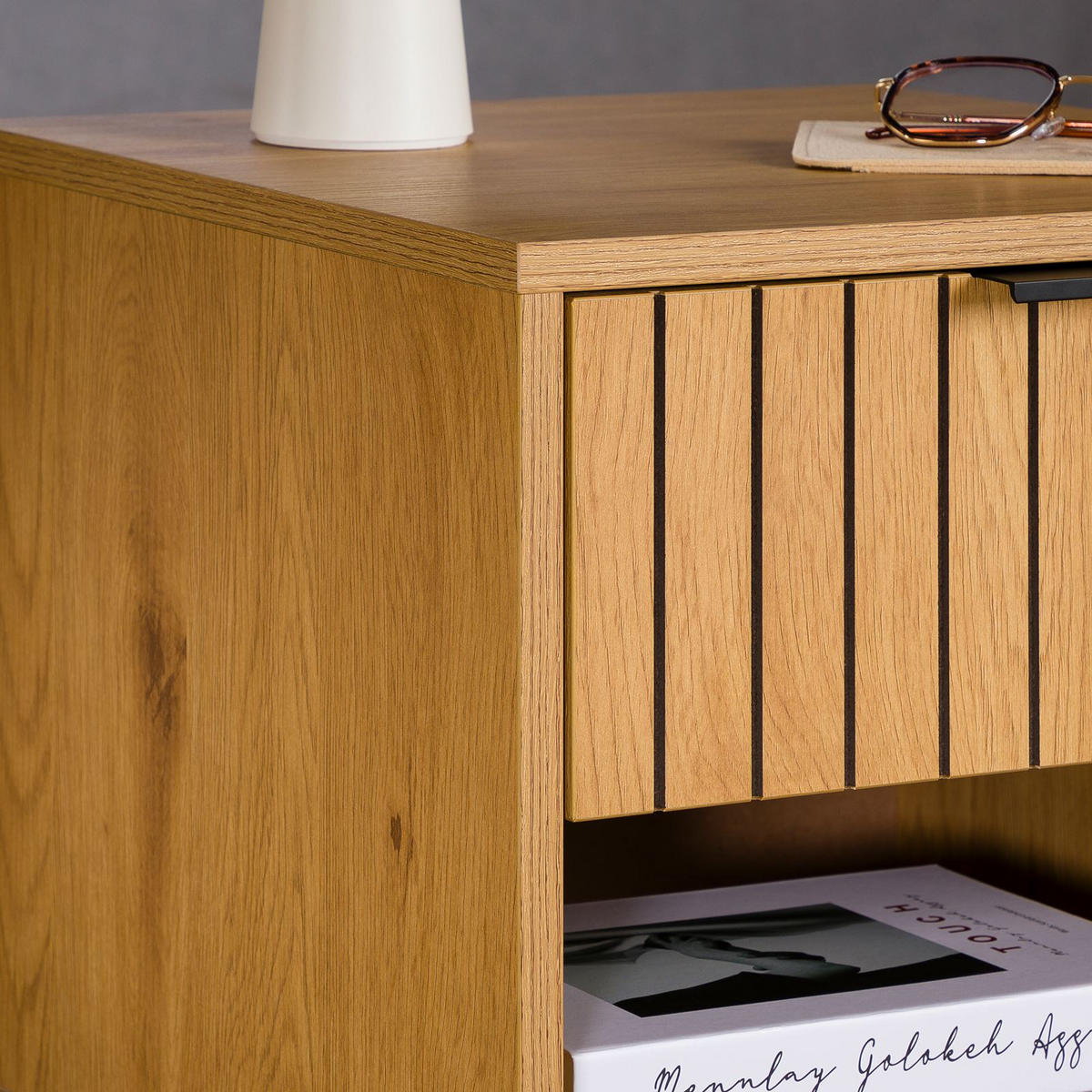 NACHTTISCH MESTO - Schwarz, Holzwerkstoff (40/50/40cm) - IDIMEX