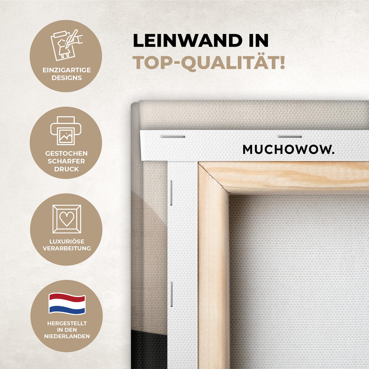 LEINWANDBILD Abstrakt - Wellen - Schwarz - Verwittert Wandbilder 80x60 cm - Trüffeleichefarben, Textil (80/60cm) - MuchoWow