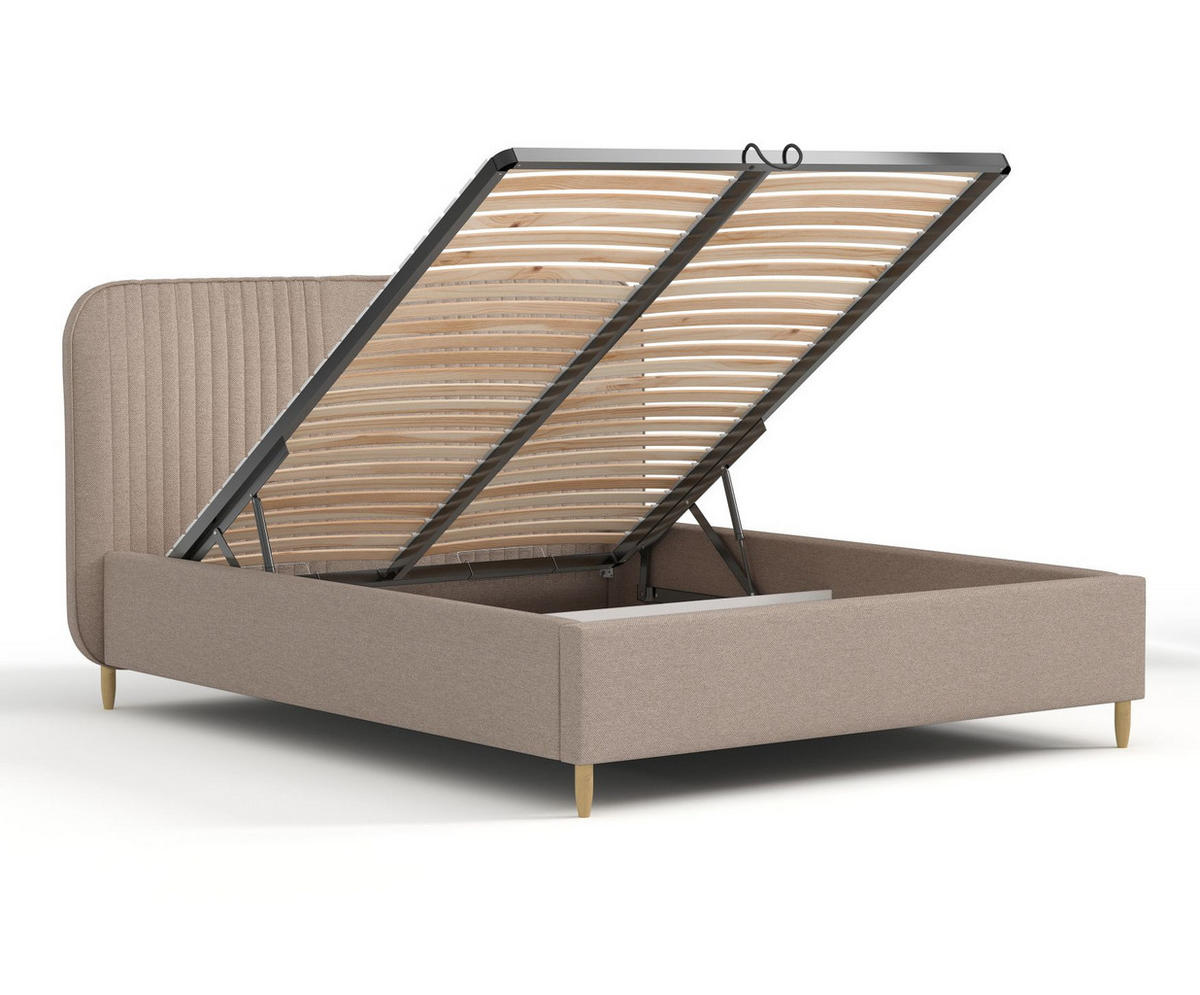 POLSTERBETT Livy Dunkelbeige 160/200 cm im Webstoff - Beige/Naturfarben, Holz/Holzwerkstoff (160/200cm) - Maison de Reve
