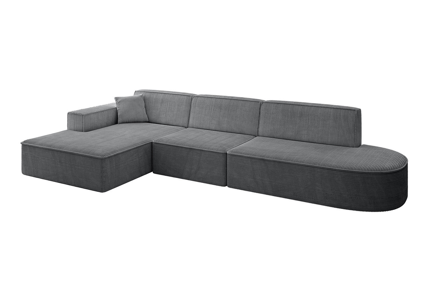 ALTDECOR ROHOVÁ SEDACÍ SOUPRAVA s otomanem vlevo IREA-L2-v4 – 327 x 165 x 77 cm tmavě šedá