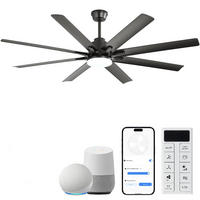 DECKENVENTILATOR DE-16194 66 Zoll Smart mit 8 Flügeln & LED - Schwarz, Kunststoff/Metall (167.64/167.64/26.8cm) - ComfortXL