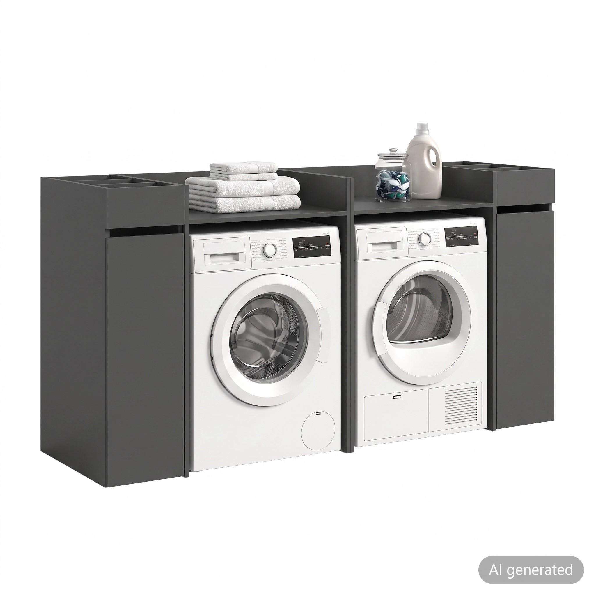 WASCHMASCHINENUMBAU Set Mixx (B/H/T: ca. 190/101/60 cm) in anthrazit/anthrazit - Anthrazit, Holzwerkstoff (190/101/60cm)