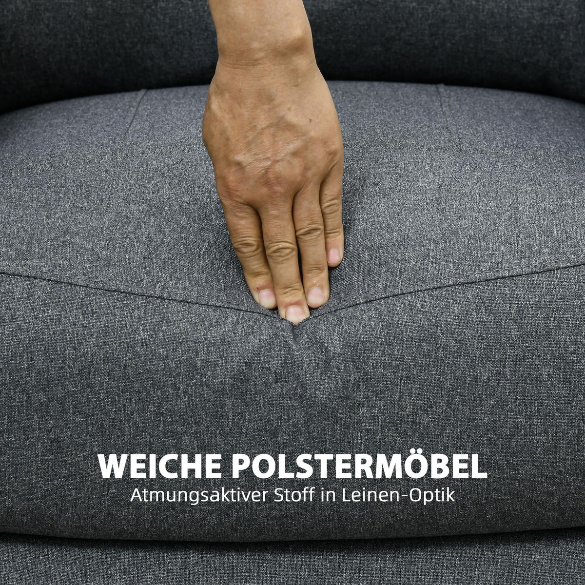 FERNSEHSESSEL Dunkelgrau/Braun, Polyester, Stahl - Dunkelgrau/Schwarz, Textil (96/98/87cm) - HOMCOM