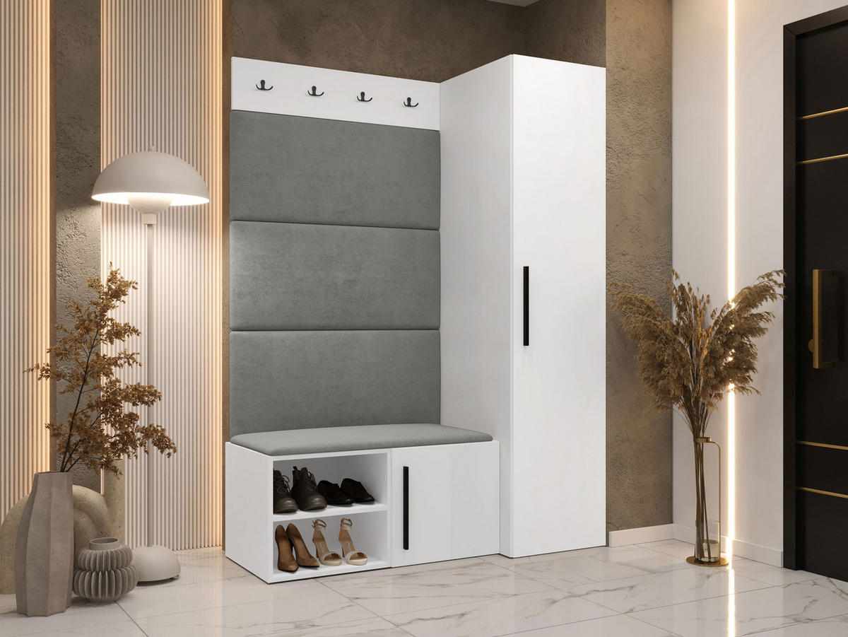 MOBILIER PENTRU HOL Medi II - alb/negru, material plastic/compozit lemnos (40/191/50cm) - MIRJAN24