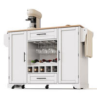 KÜCHENINSEL 138x70x92cm Weiß mit Ausziehplatte, Weinregal, Schubladen & Rollen - Weiß, Holzwerkstoff (138/92/70cm) - Modfu