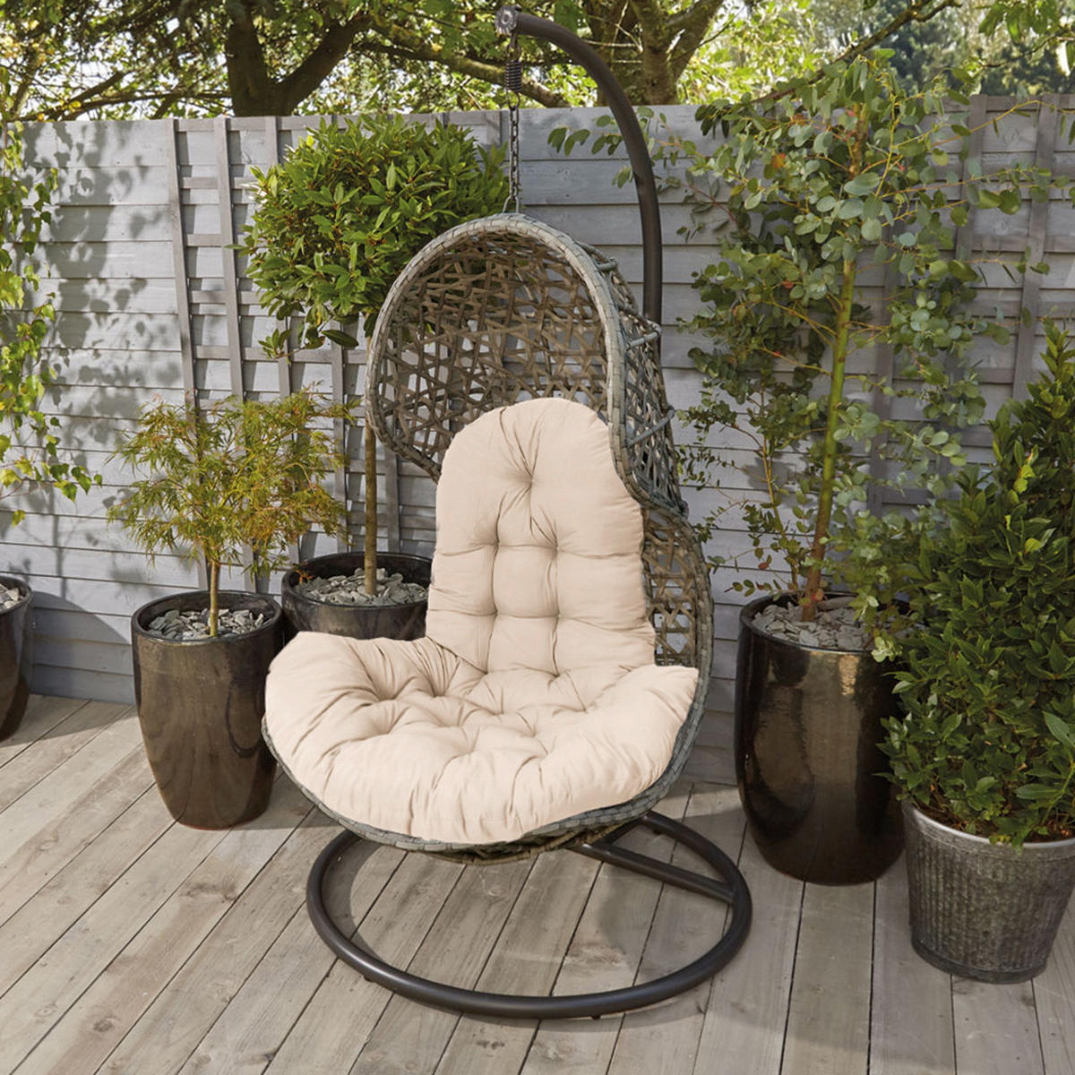 HÄNGESESSEL-KISSEN aus Polyester Baumwolle mit dicker Polsterung - Beige, Textil (55/95cm) - Livingandhome