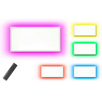 LED-DECKENPANEL - dimmbar mit RGB-Hintergrundbeleuchtung und Fernbedienung für stimmungsvolle Beleuchtung, rechteckig 80x30 - Weiß, Kunststoff (5.5/80/30cm) - Northpoint
