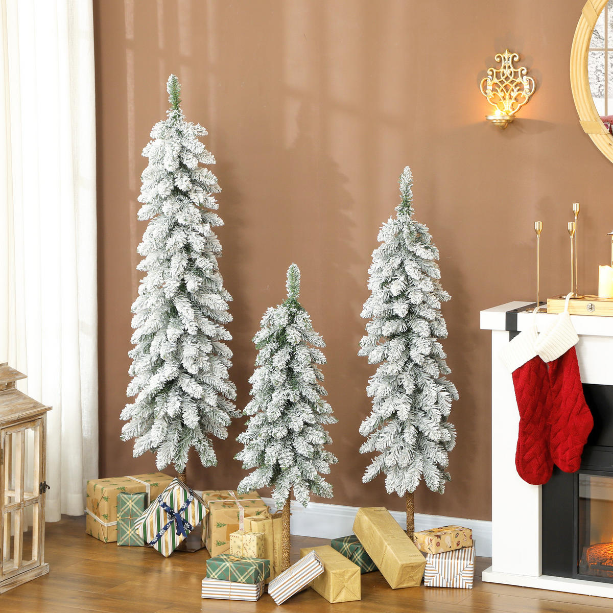 WEIHNACHTSBÄUME DE-41613 3er-Set schneebedeckt 90/120/150 cm Grün/Weiß - Weiß/Grün, Kunststoff (150cm) - ComfortXL