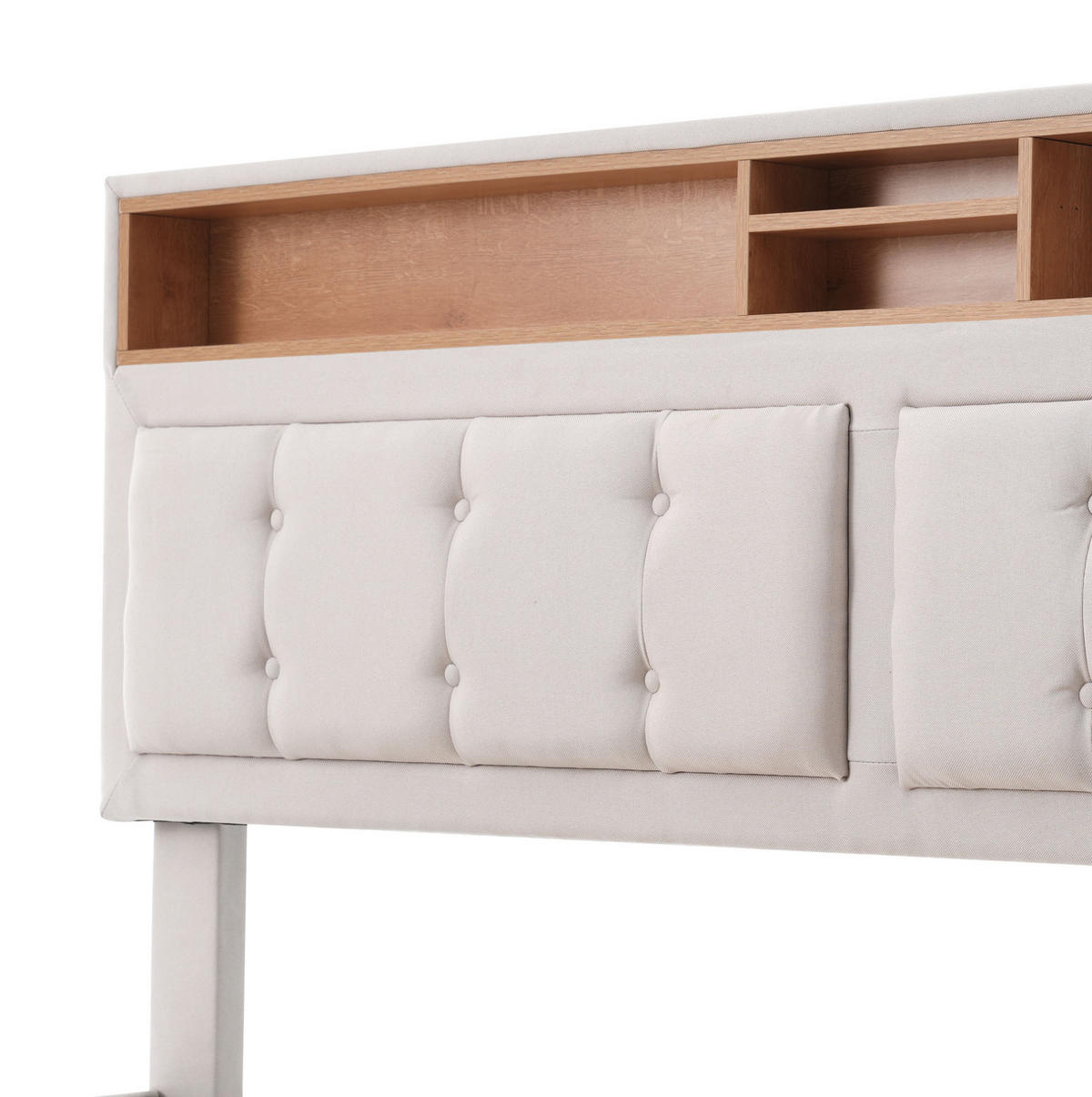 POLSTERBETT mit 4 Schubladen 160x200 cm Leinen Beige mit USB-C - Beige, Metall (160/200cm) - Meubliv