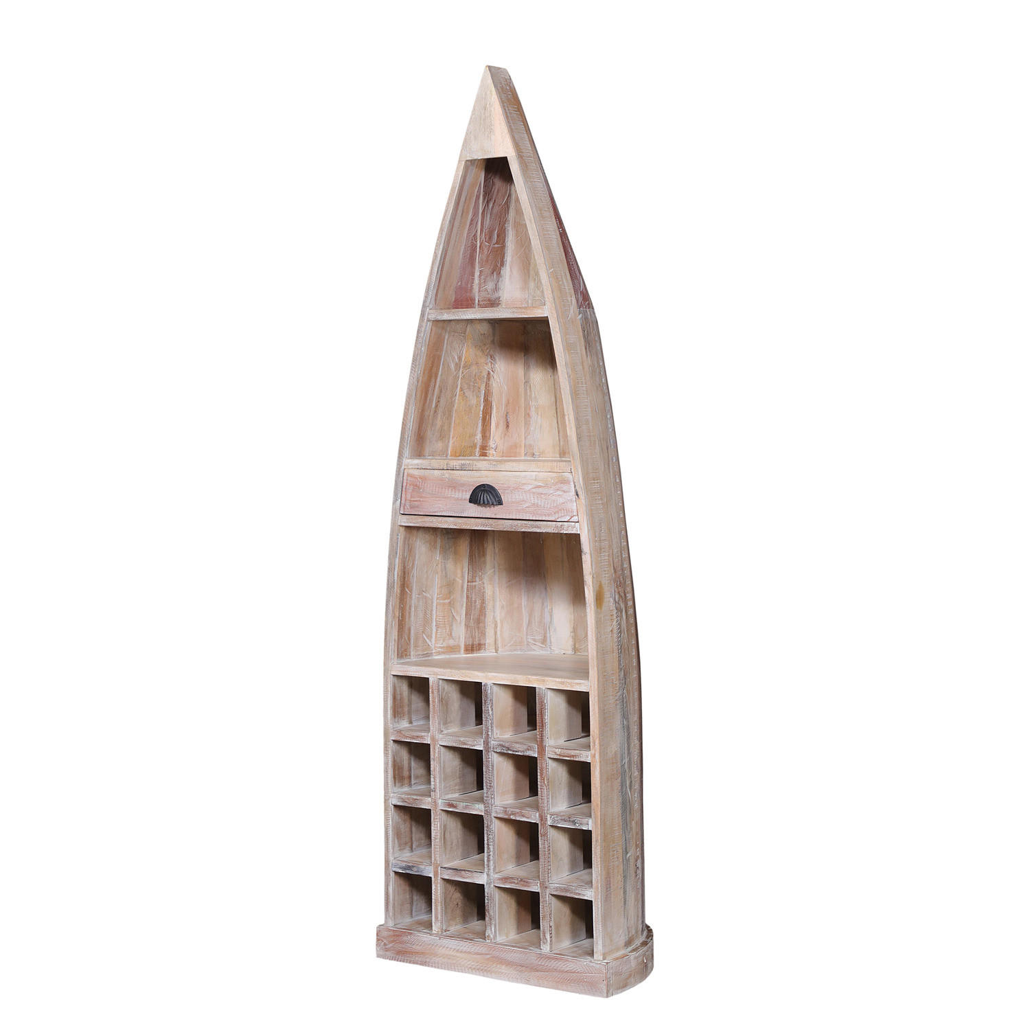 MASSIVES REGAL - Mango Weiß - Braun/Weiß, Holz (59/190/40cm) - home24