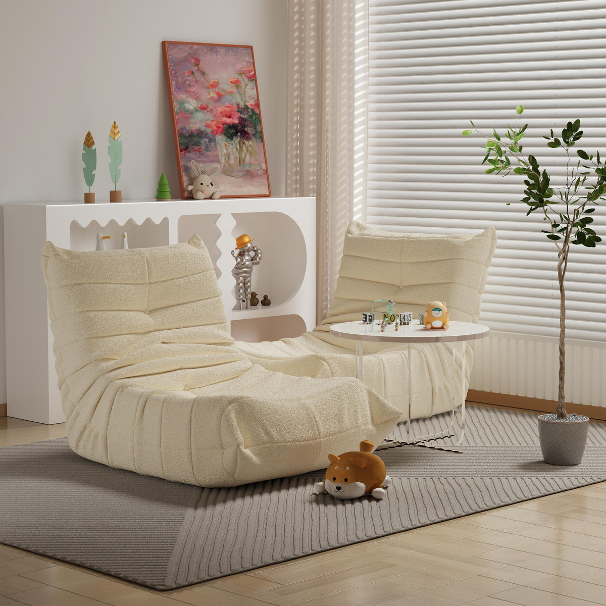 LOUNGESOFA 110/85/79 cm aus Teddy Optik in Beige mit Rückenlehne - Beige, Textil (110/79/85cm) - BEAOK