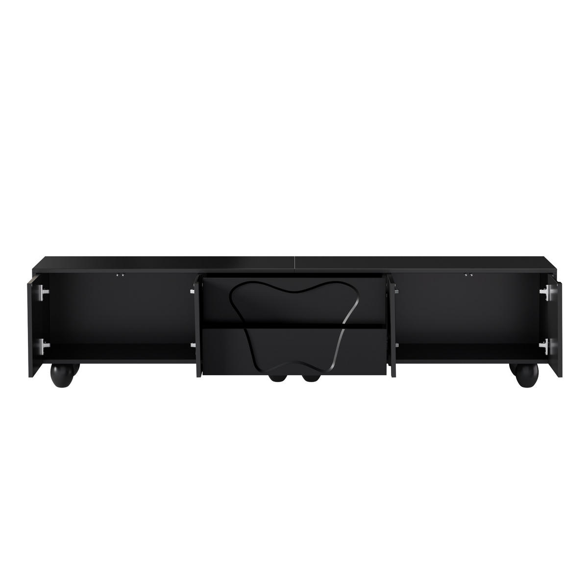 TV-SCHRANK 180/40/42 cm Schwarz mit Schubladen und Türen - Schwarz, Holz/Holzwerkstoff (180/42/40cm) - Oxeza