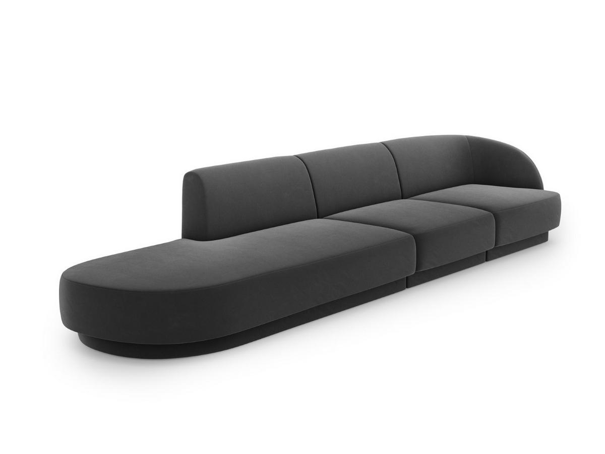 LINKES-SOFA Miley aus Samt grau 4 Sitzplätze - Grau, Textil (90/70/323cm) - Micadoni