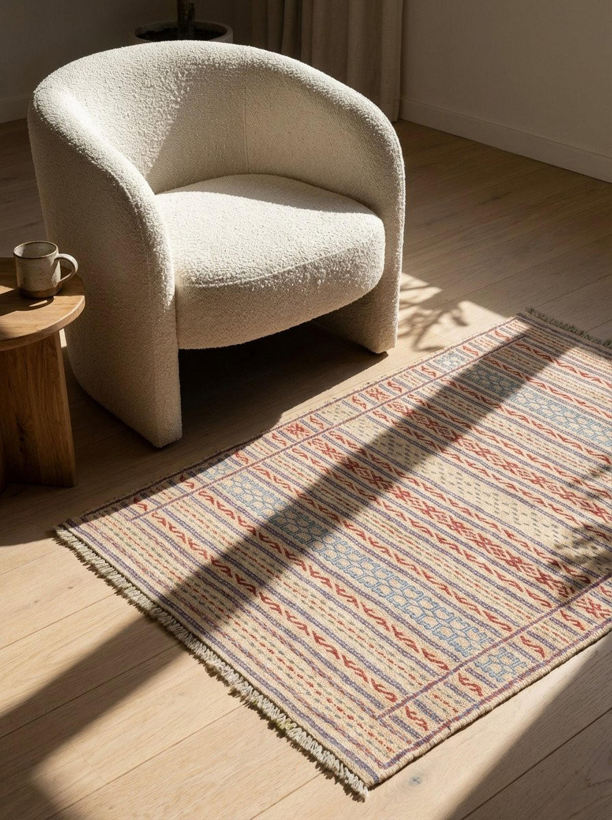 HANDWEBTEPPICH Kelim Kordi Beige 124/84 cm Schurwolle - Beige, Textil (84/124cm) - Looma