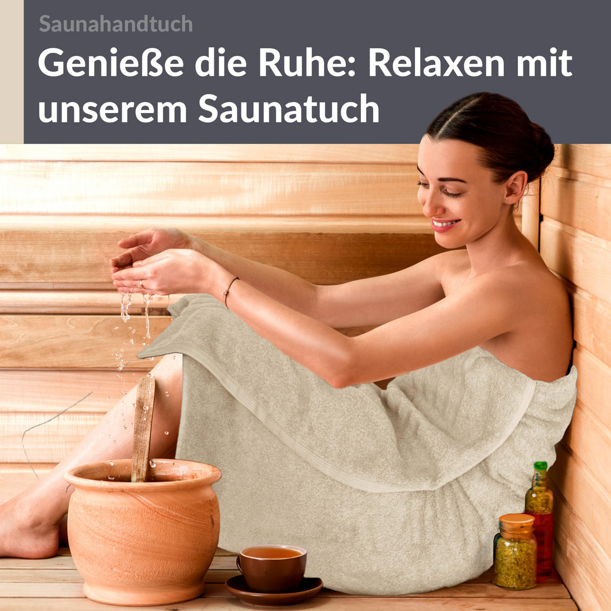 BADETUCH London Natur 100x200 cm - Naturfarben, Textil (100/200cm) - Lashuma