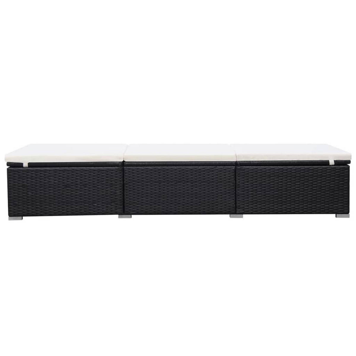 SONNENLIEGE mit Auflage Poly Rattan Schwarz - Schwarz, Holz (60/31/195cm) - furnicato