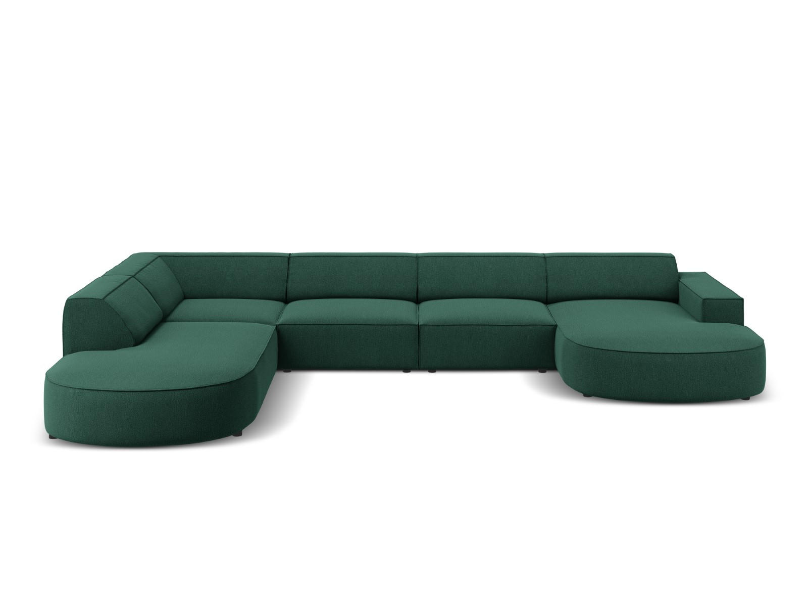 PANORAMASOFA links Jodie aus strukturiertem Stoff grün 7 Sitzplätze - Grün, Textil (262/70/364cm) - Micadoni