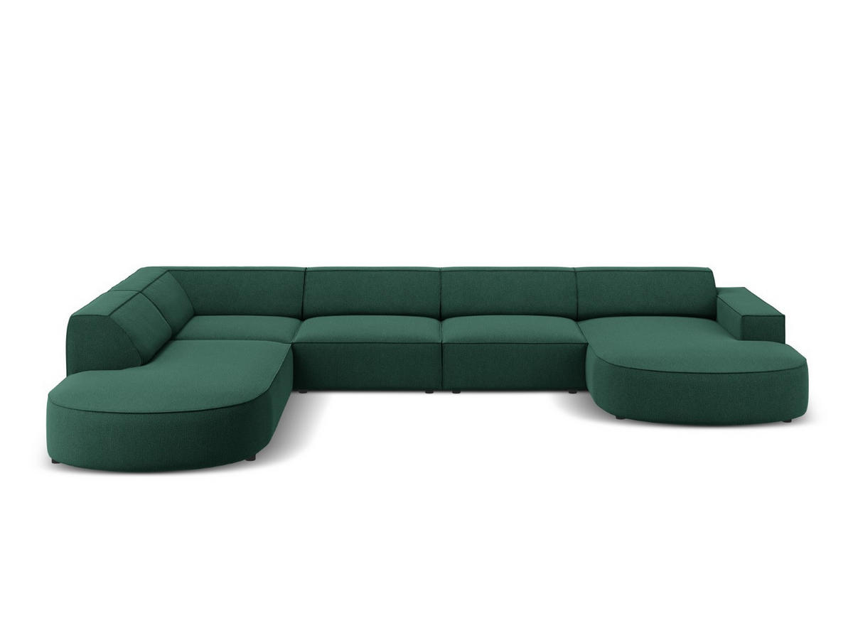 PANORAMASOFA links Jodie aus strukturiertem Stoff grün 7 Sitzplätze - Grün, Textil (262/70/364cm) - Micadoni