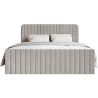 BOXBETT Saliano mit Topper und Samtbezug Greige, 180x200 cm - Taupe, Kunststoff/Textil (180/200cm) - Selsey
